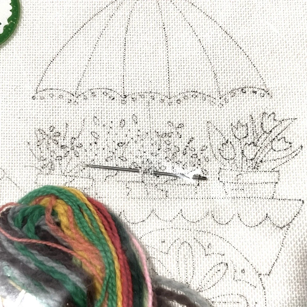 Vintage Wonder Art Flower Cart Stitchery Kit New Old Stock